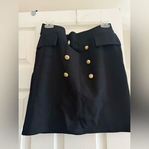 Black Mini Skirt with Gold Button Details